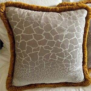Roberto Cavalli Animal Print Pillow with Yellow Fringe